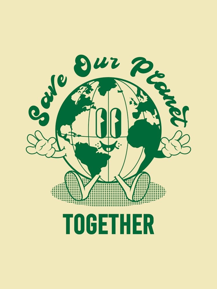 Retro Wall Art Vintage Decor Retro Cartoon Printable Art Retro Save Our Planet Apartment Decor Trendy Retro Poster