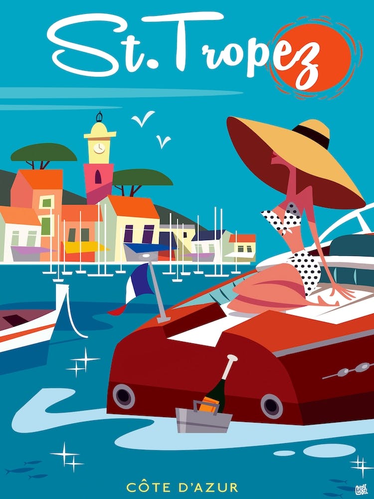 St Tropez Poster Blue