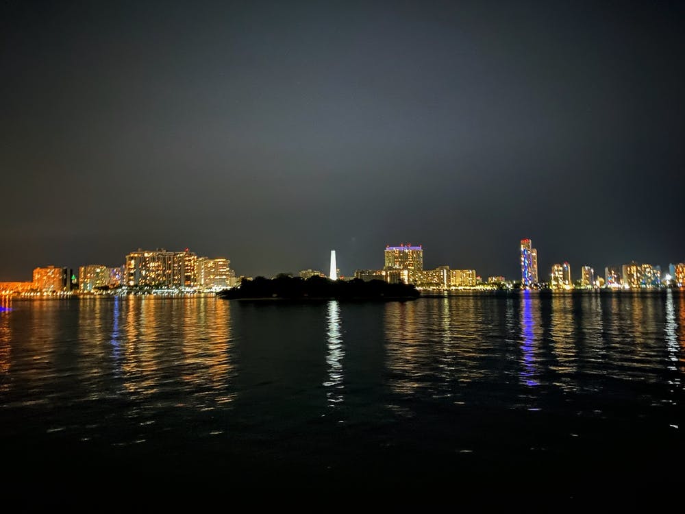 Miami Beach Skyline At Night From The Bay (Miami at Night Series) 1