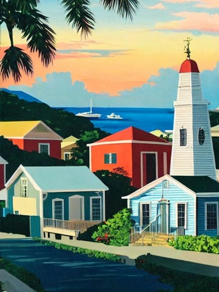 Port Of Charlotte Amalie United States Virgin Islands Vintage Poster harbour