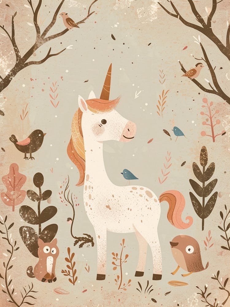 Unicorn & Woodland Animal Friends Muted Pastel 2