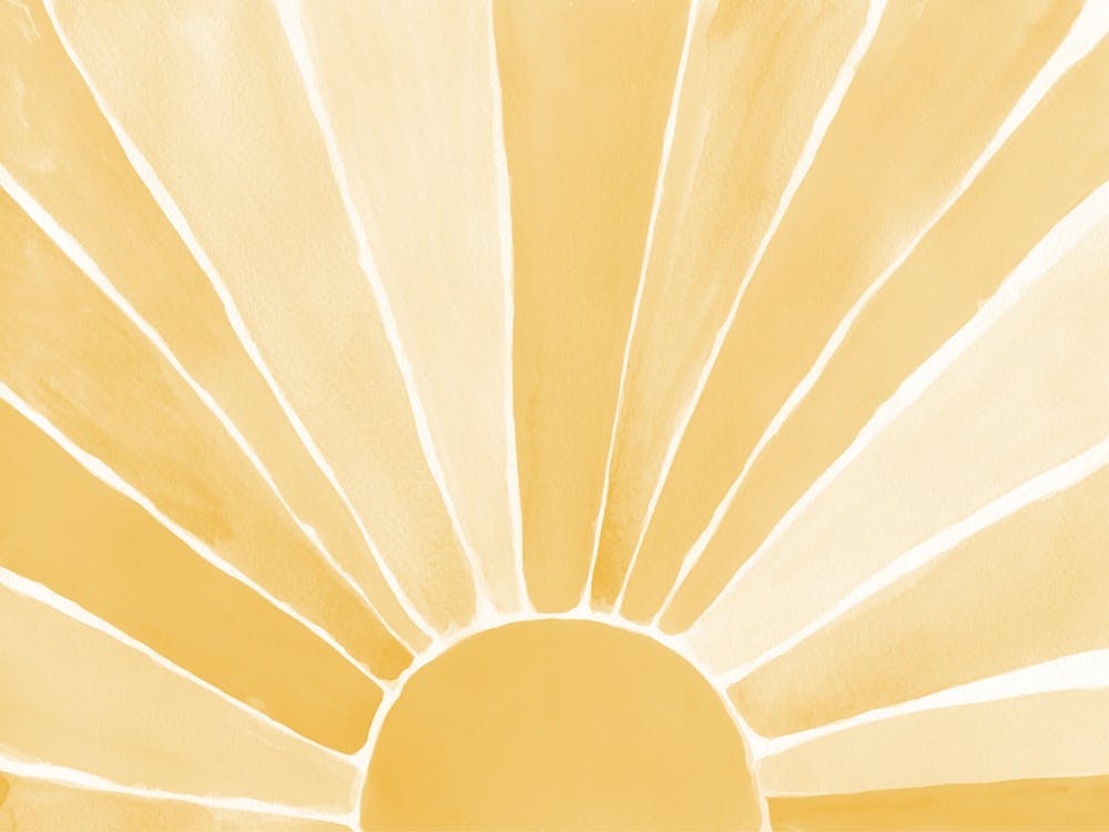 Watercolor Yellow Sun, Sunrise, Bogo Sunset