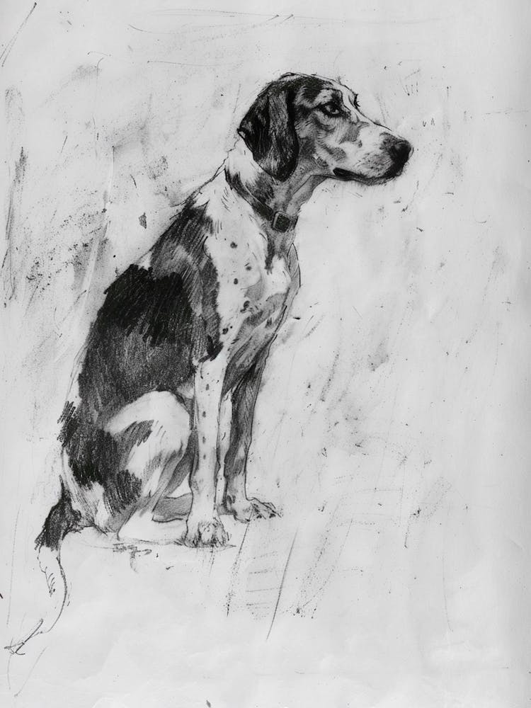 American Foxhound - Dessin au Trait au Fusain 2