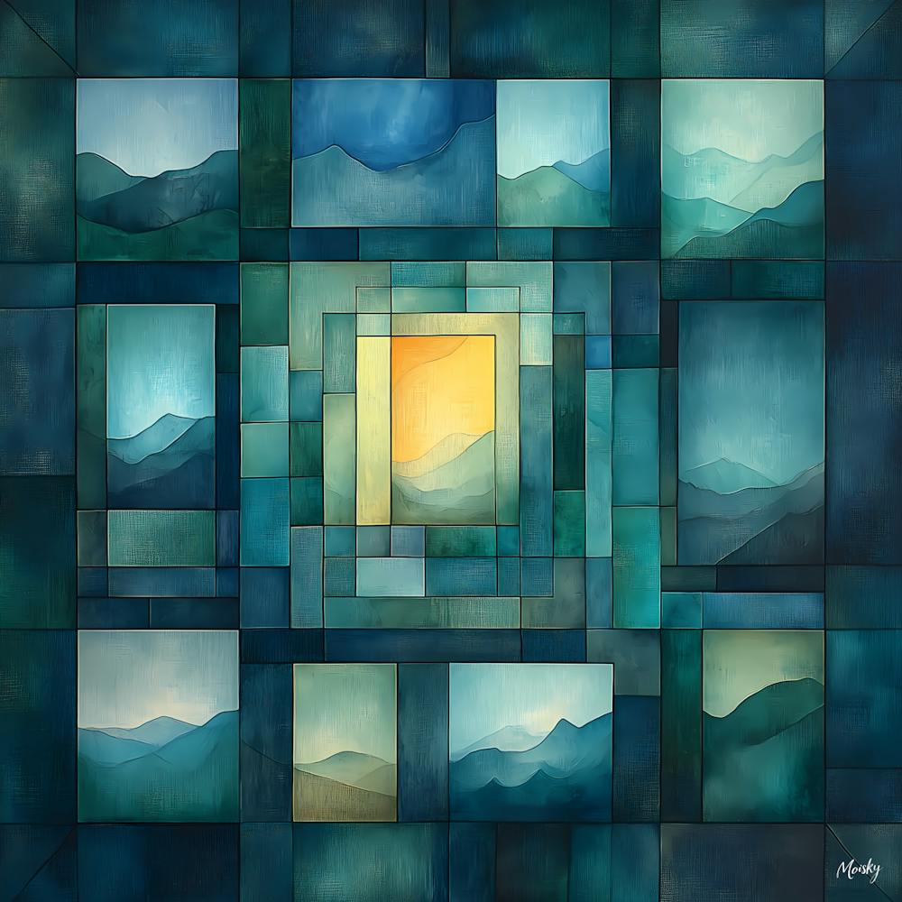 Sunrise In The Mountains Abstract cubism