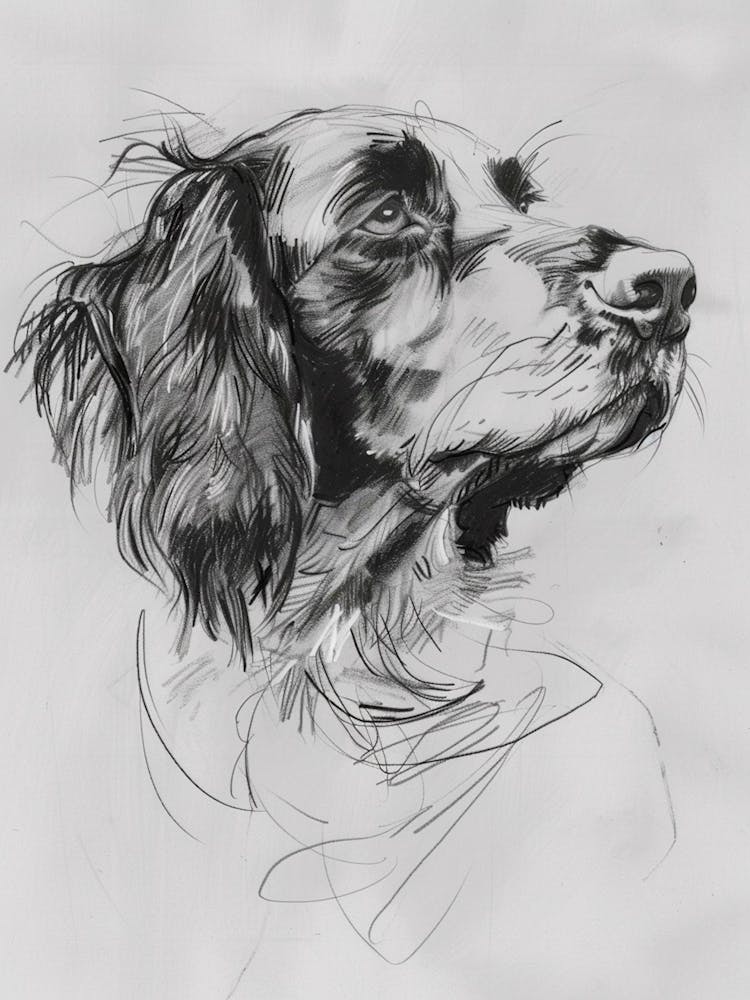 English Springer Spaniel Dog Charcoal Line 2