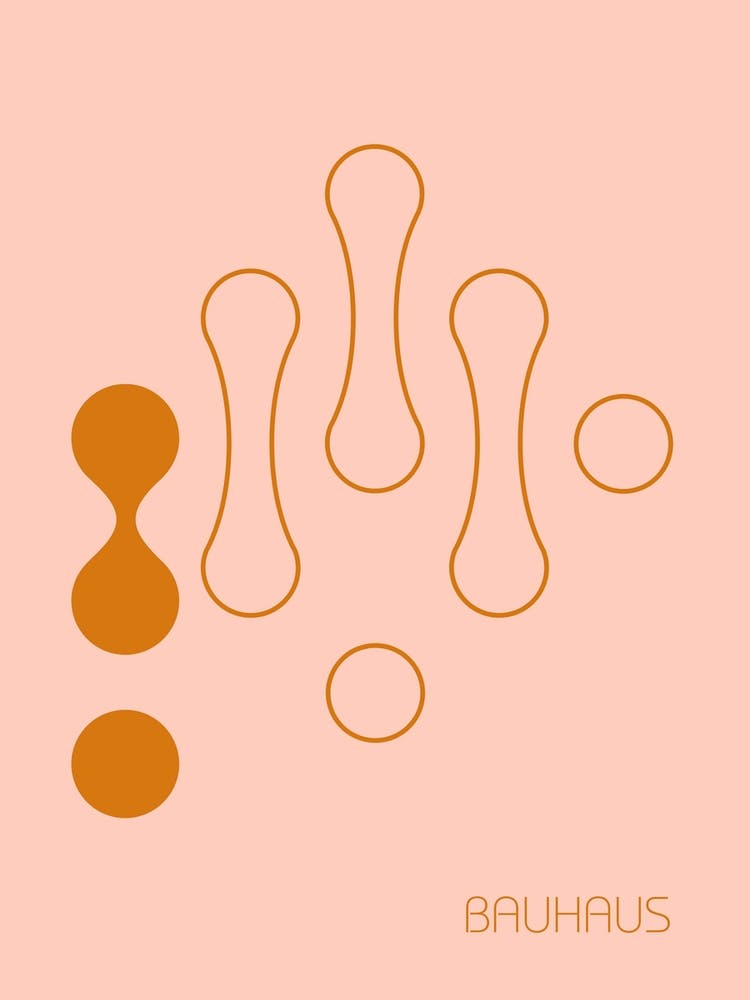 Retro Bauhaus Poster Pink & Orange
