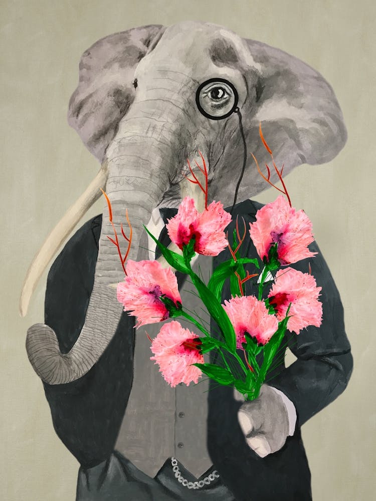 Elephant With Flowers