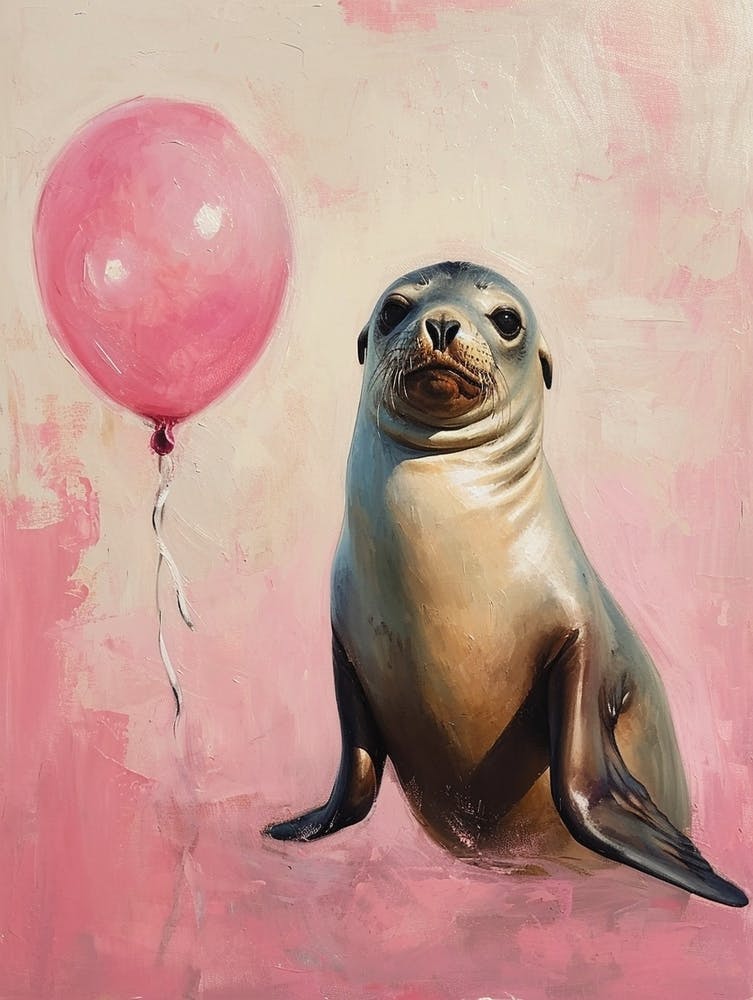 Cute Sea Lion 2 With Balloon