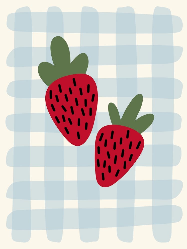 Strawberries On A Checkered Tablecloth