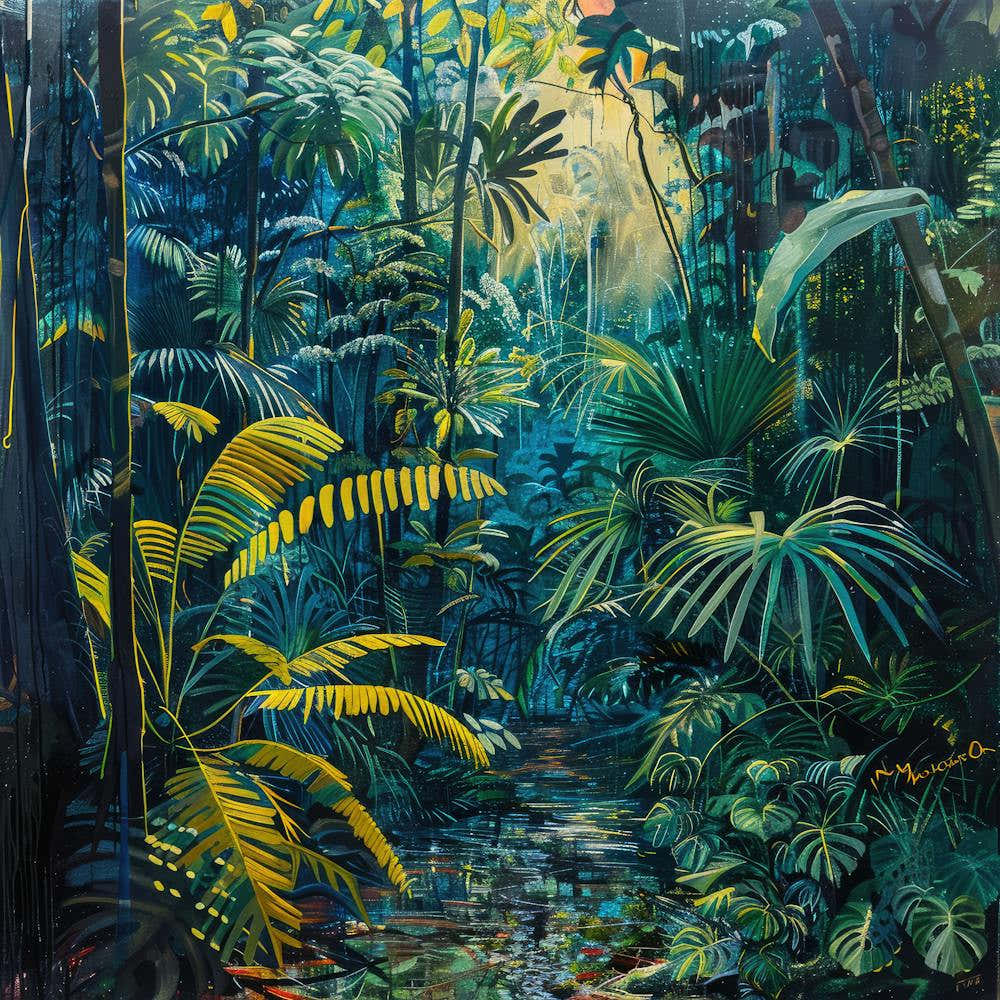 Amazon Rain Forest Series in Style of David Hockney 5