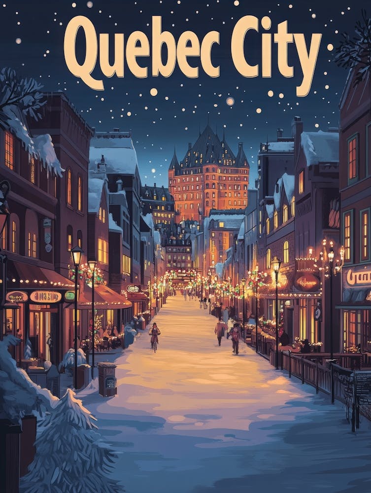 Aihrgdesign A Mid Century Modern Travel Poster For Quebec City 1