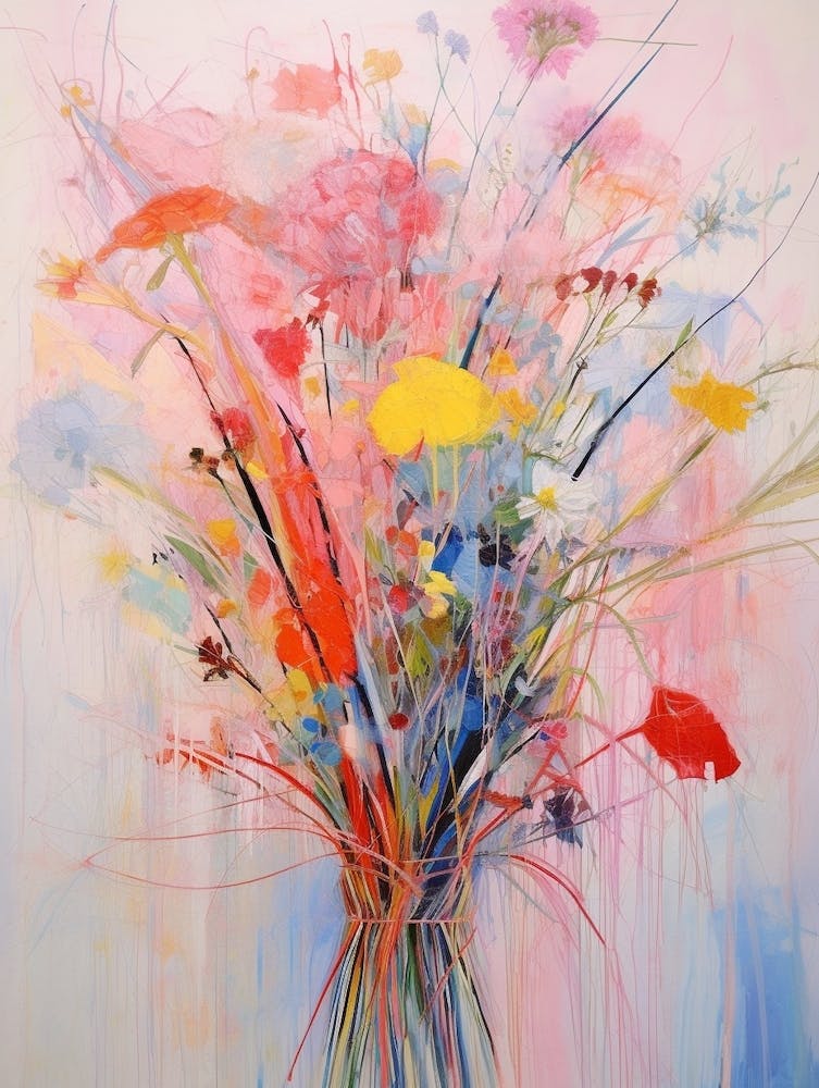 Abstract Flower Painting Fountain Grass 3