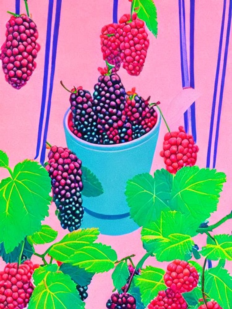 Marionberry 1 Risograph Retro Poster Fruit