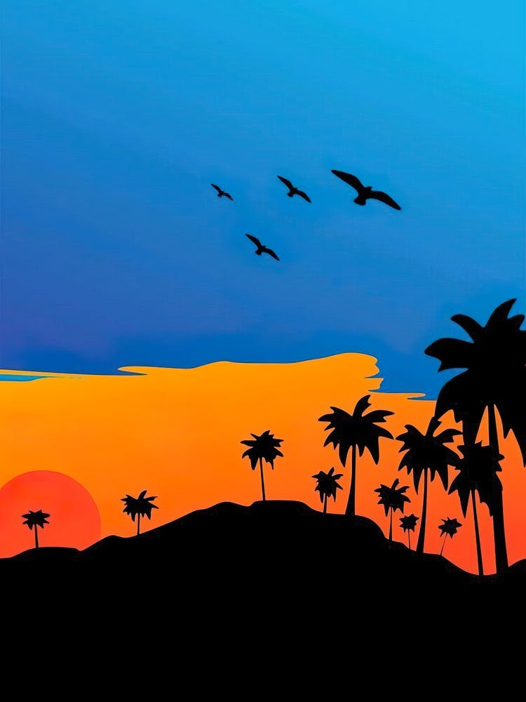 Sunset With Palm Trees 1