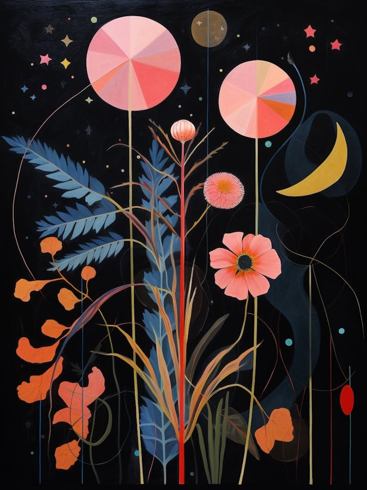 Cosmos 3 Hilma Af Klint Inspired Flower Illustration