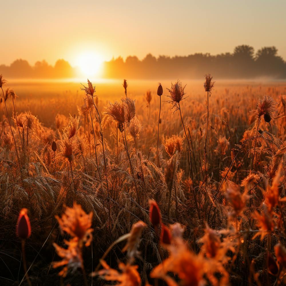 Sonnenaufgang über einem Feld