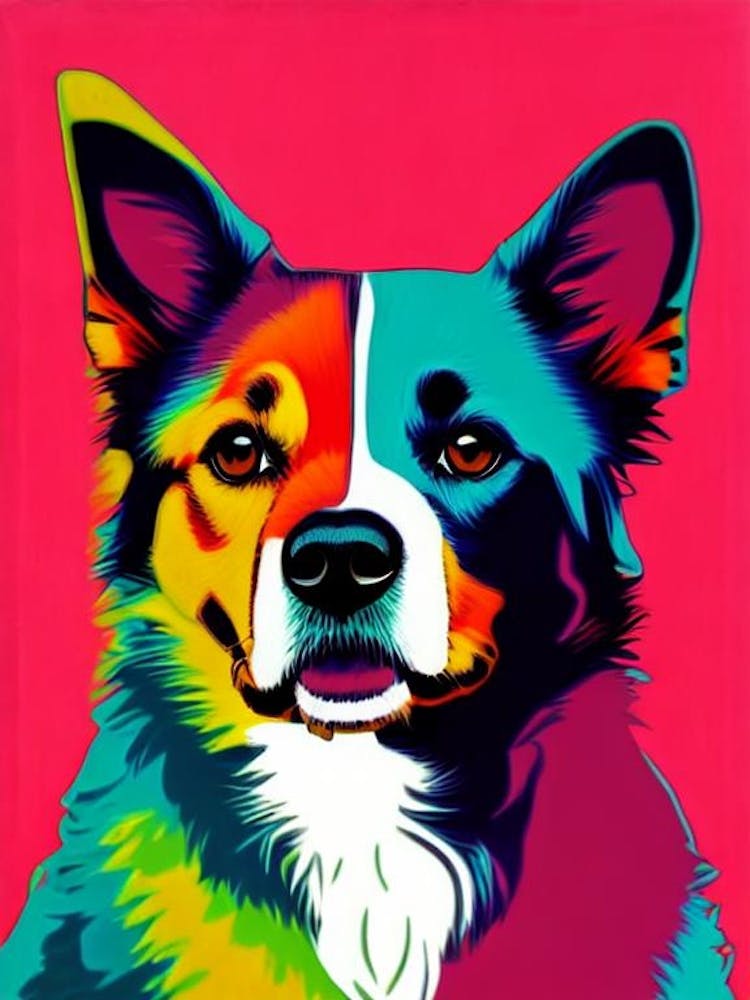 Border Collie Andy Warhol Style Dog