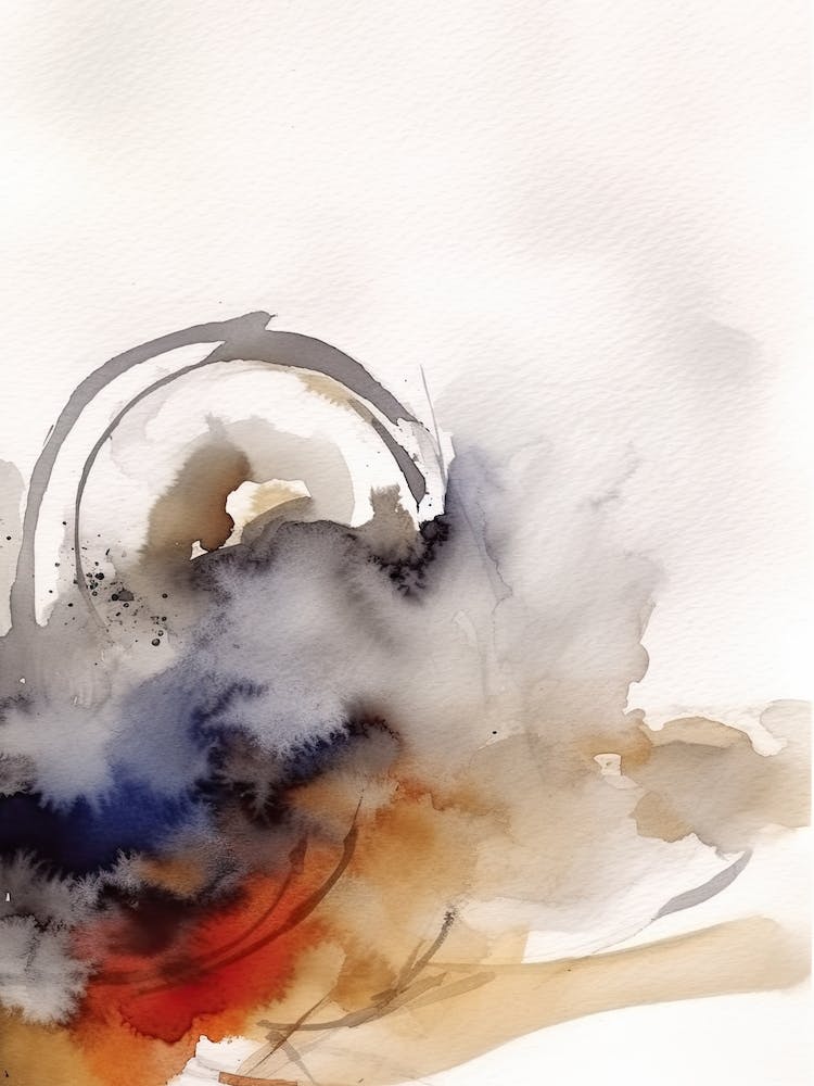 Watercolour Abstract Burnt Orange 5