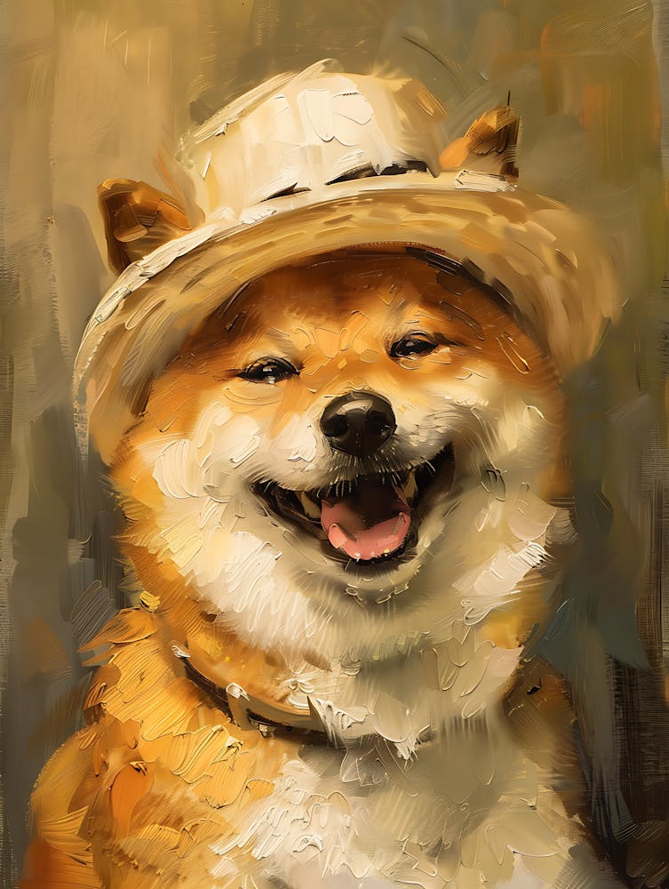 Oil Painting Smiling Shiba Inu 3