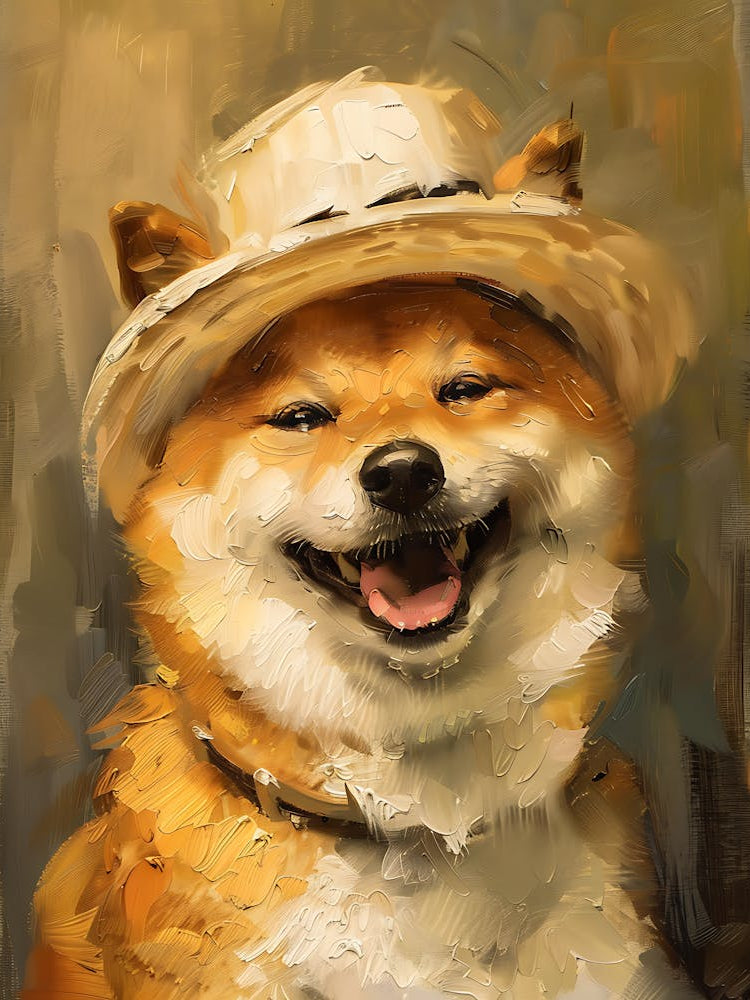 Oil Painting Smiling Shiba Inu 3