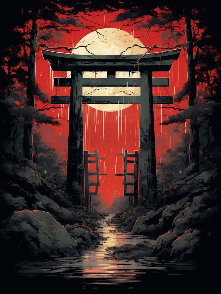 Torii Gates Japanese Illustration 7