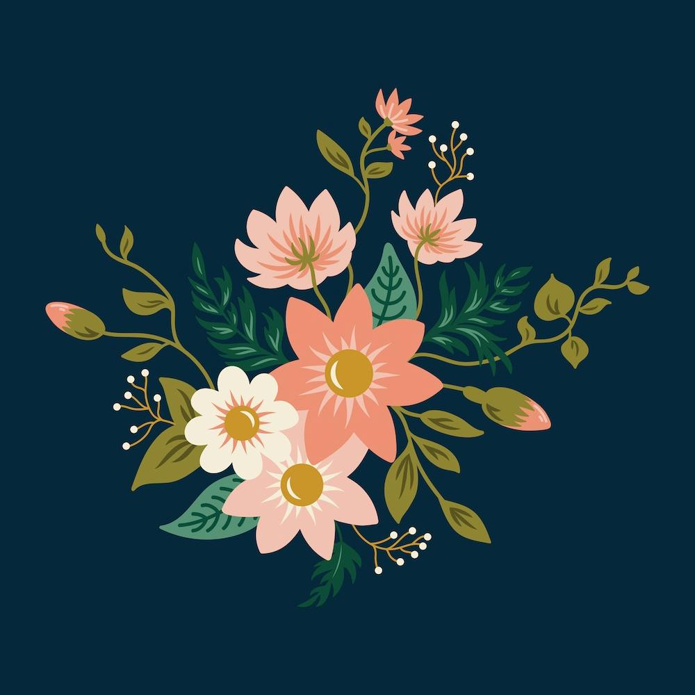 Peach Flowers Square