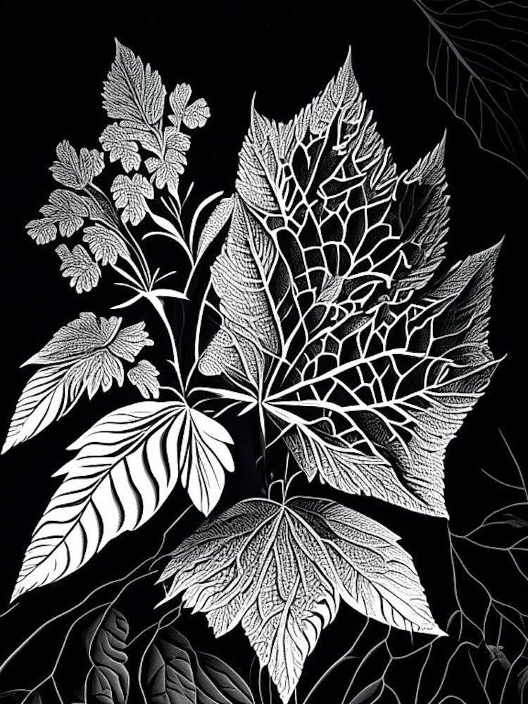 Viburnum Leaf Linocut