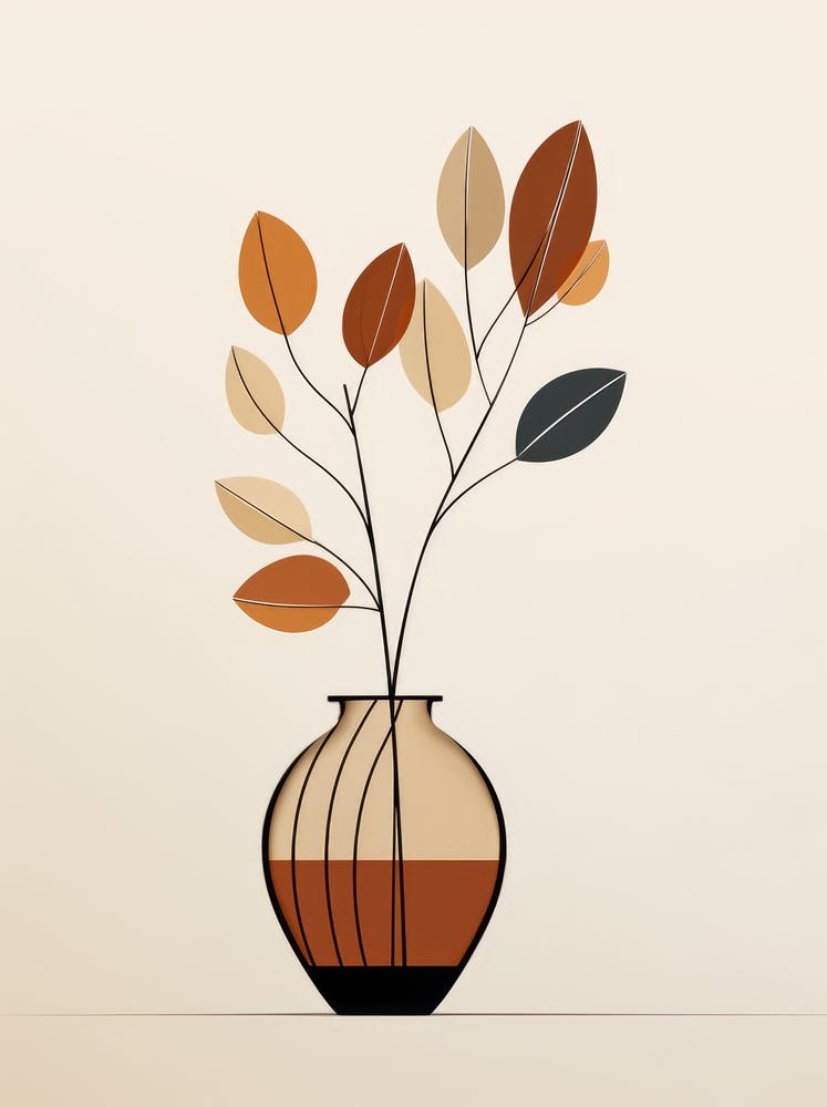 Abstract Vase With Leaves