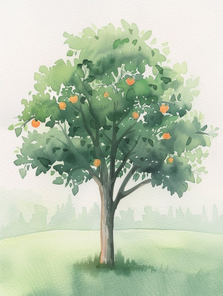Orange Tree Atmospheric Watercolour Painting 4