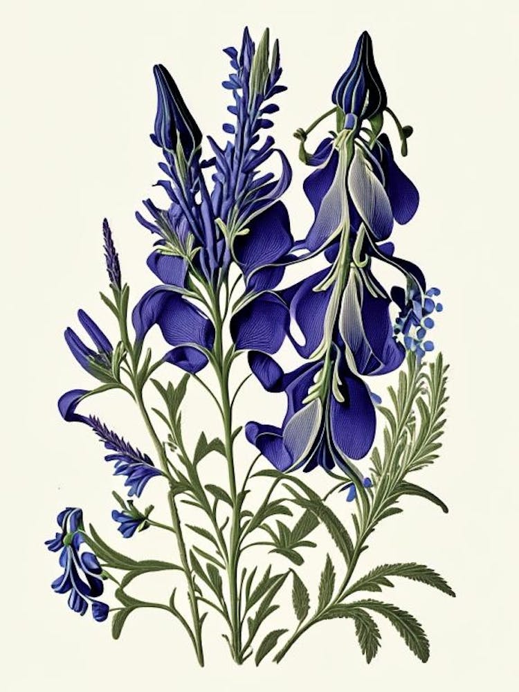 Wild Indigo Wildflower Vintage Botanical