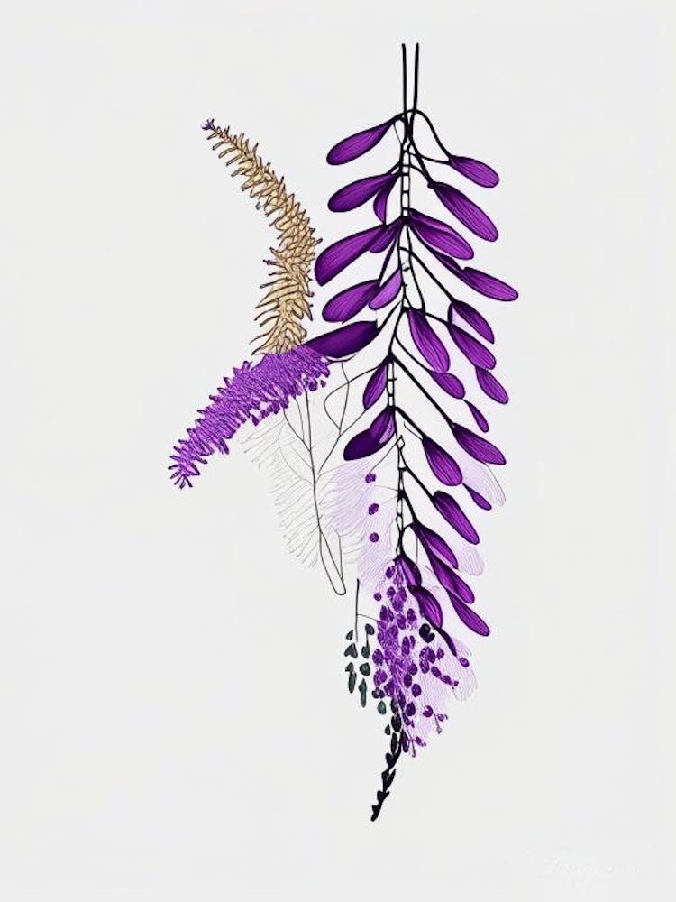 Wisteria Floral Minimal Line Drawing 1 Flower
