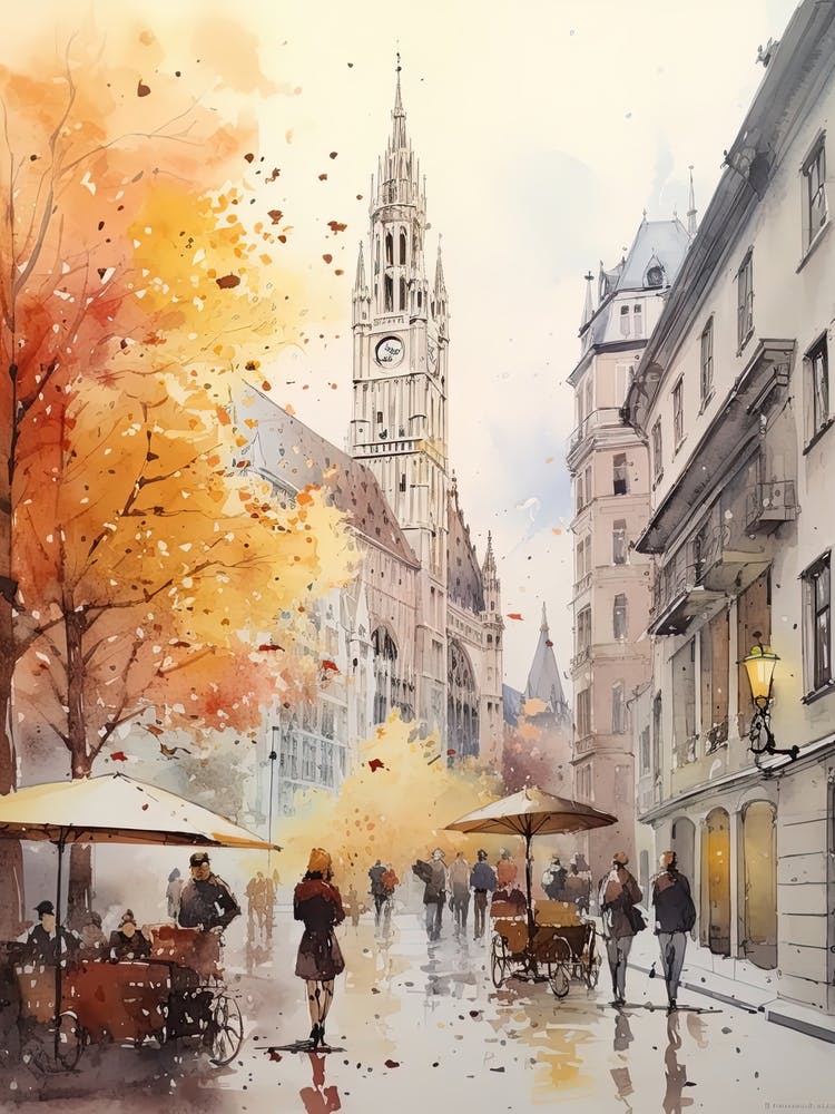 Munich Germany, In Autumn Fall, Watercolour 4