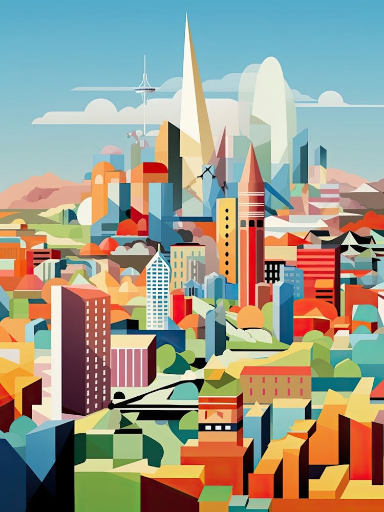 Frankfurt, Germany, Geometric Illustration 2