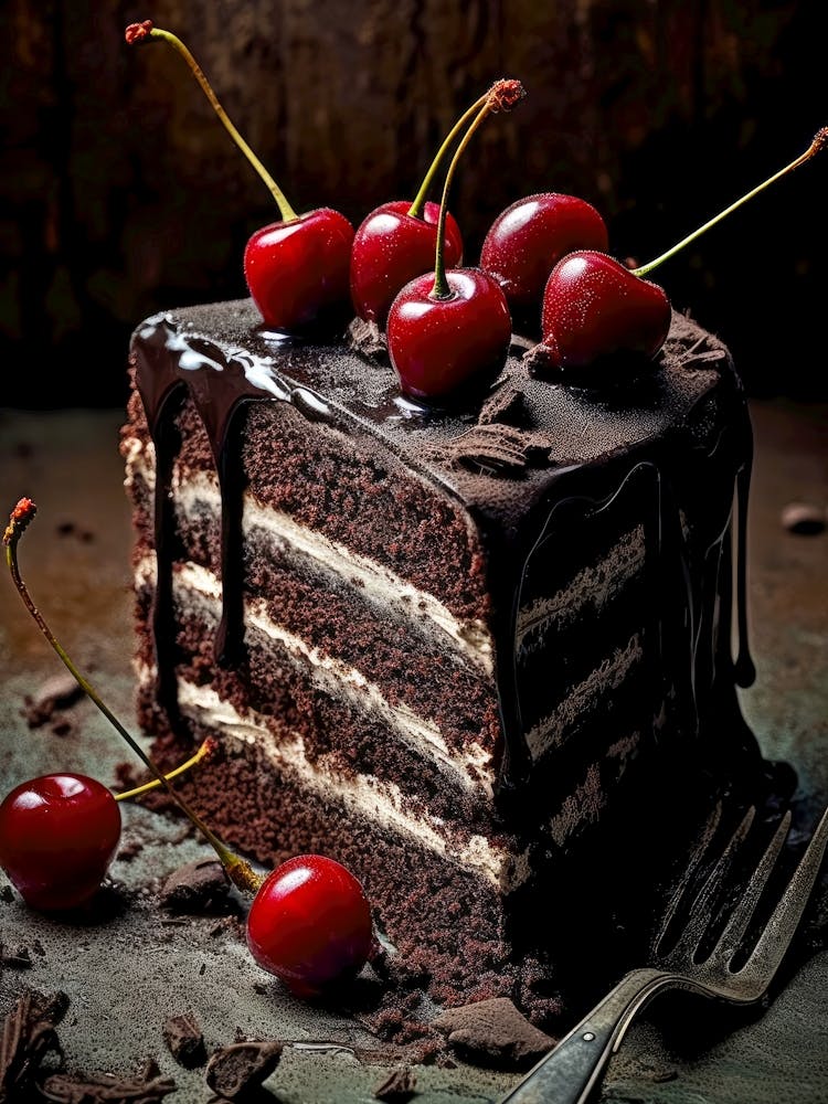 Chocolate Cake With Cherries sweet food