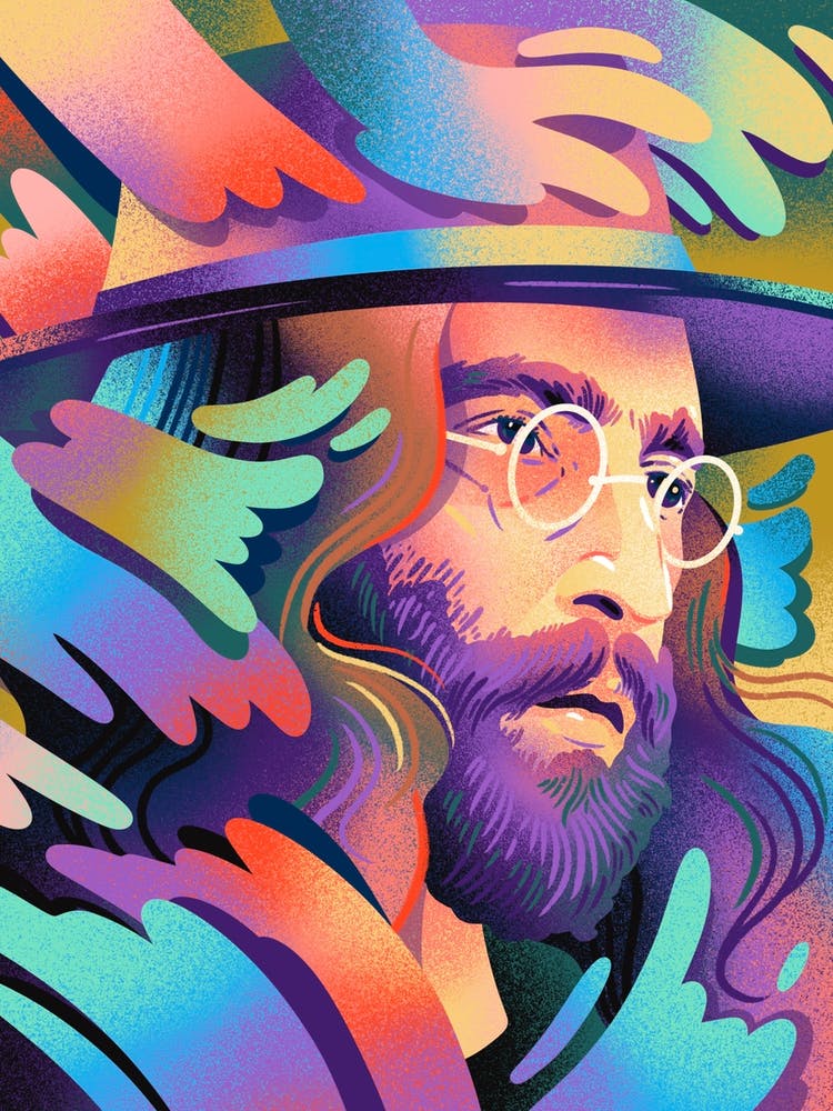 John Lennon Fan Art With Atmospheric Splashes