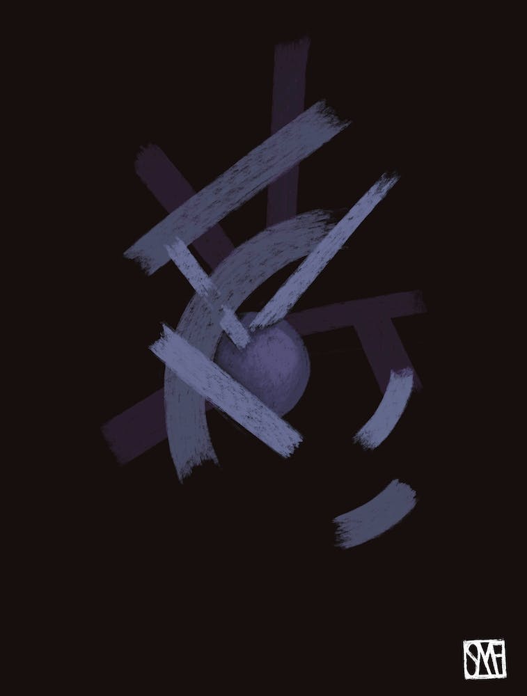 Black Blue Ball Abstract