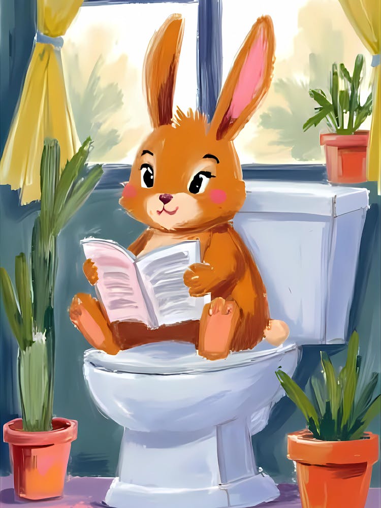 Rabbit On Toilet