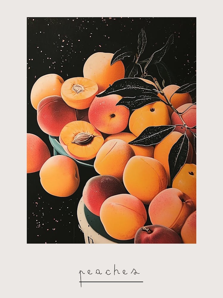 Art Deco Peaches Still Life 2 Poster