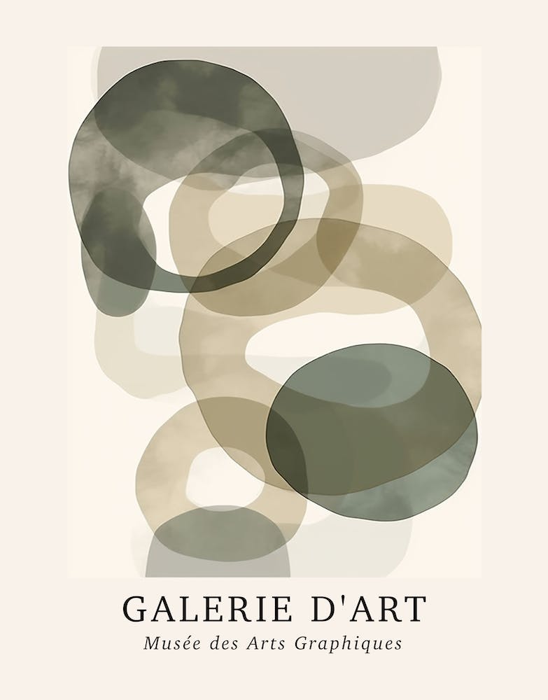 Galerie D'Art Abstrakt Abstrakte Kreise Beige Grün 2