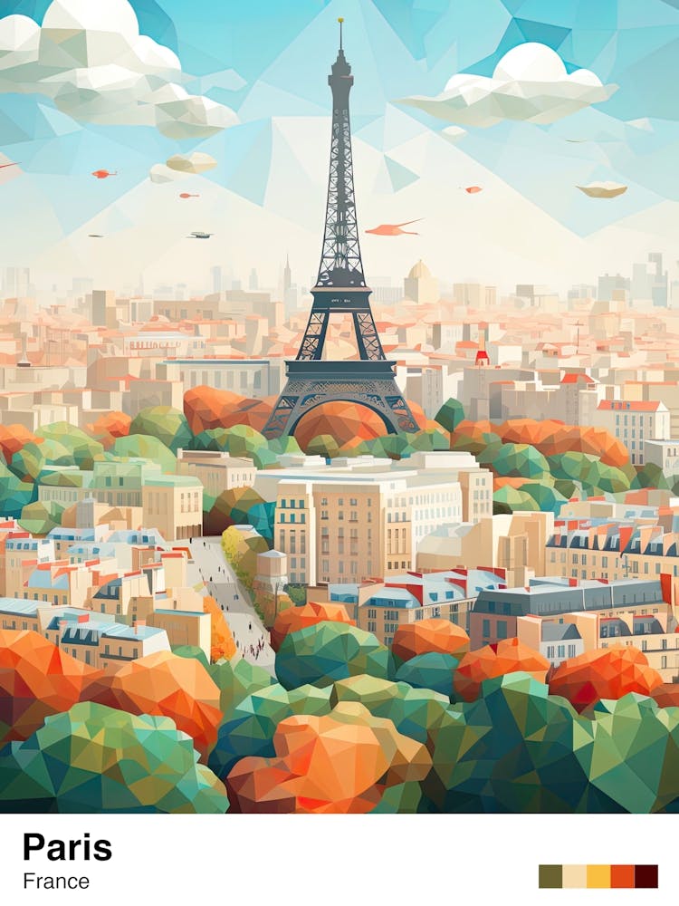 Paris Ansicht Geometrische Vektorillustration 2 Poster