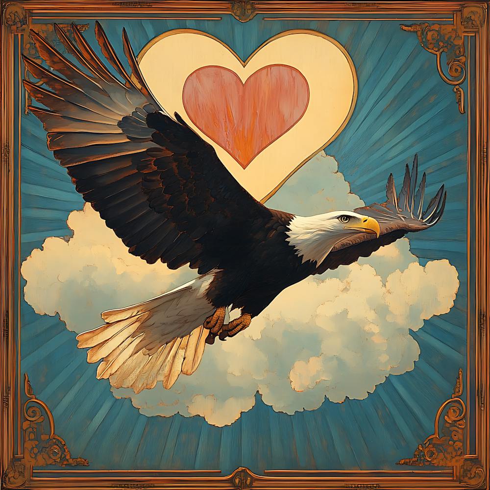 Eagle with Heart-shaped Cloud