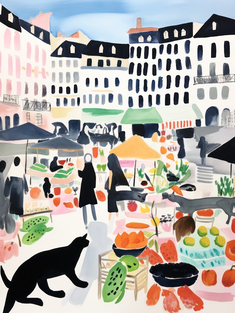 The Food Market In Lyon 3 Illustration