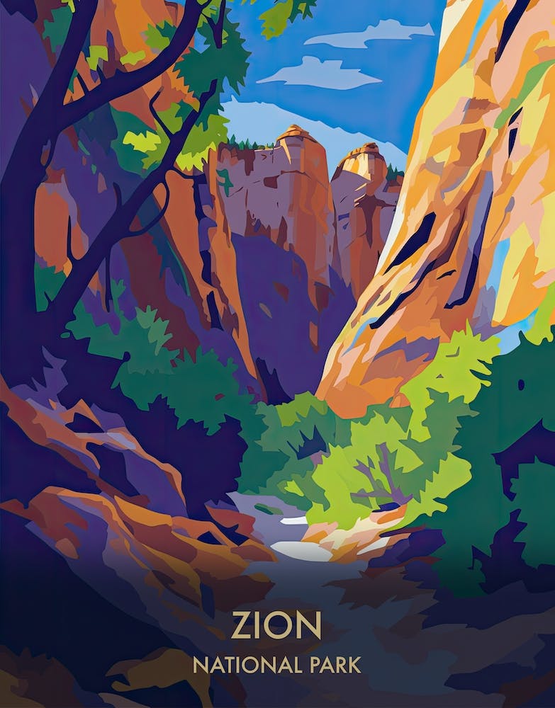 Zion National Park Reiseposter im Matisse-Stil 3