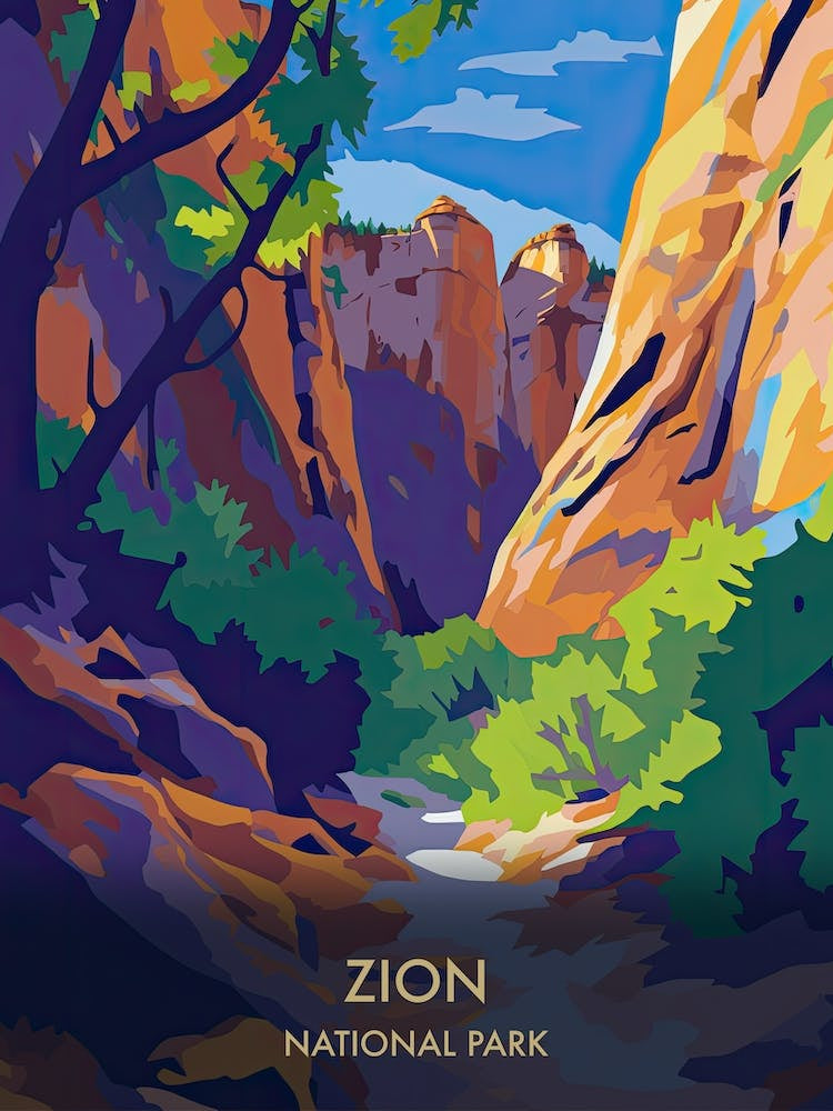 Zion National Park Travel Poster Matisse Style 3