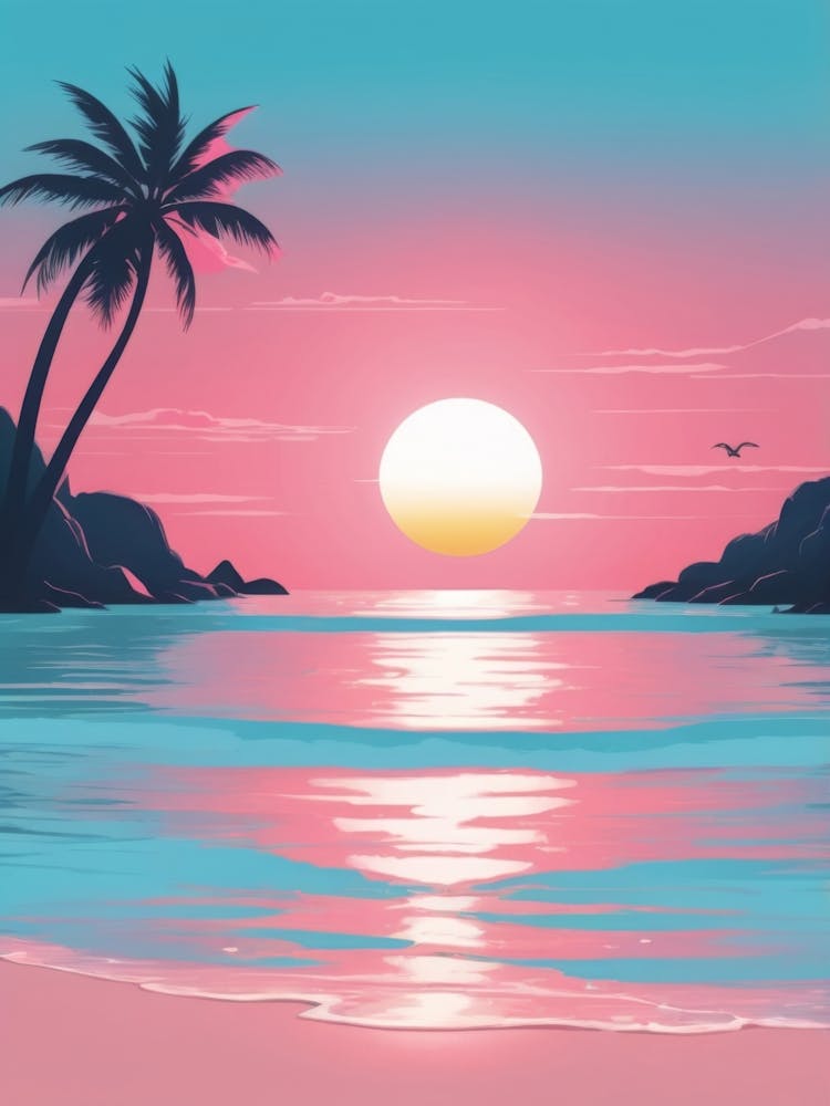 Sunset At The Beach pink