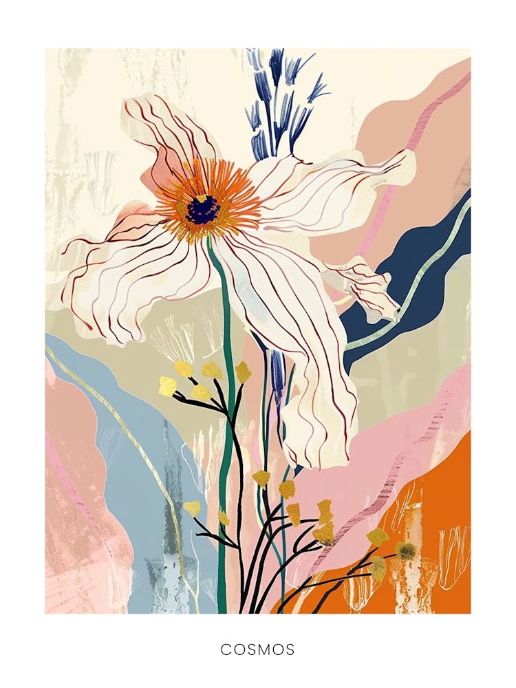Colourful Flower Illustration Poster Cosmos 3