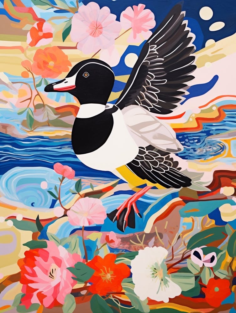 Maximalist Bird Painting Bufflehead 3