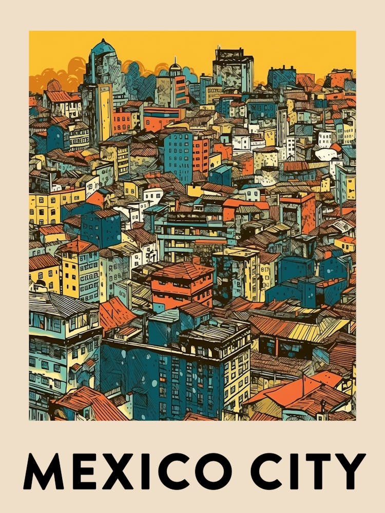 Mexico City 2 Vintage Travel Poster
