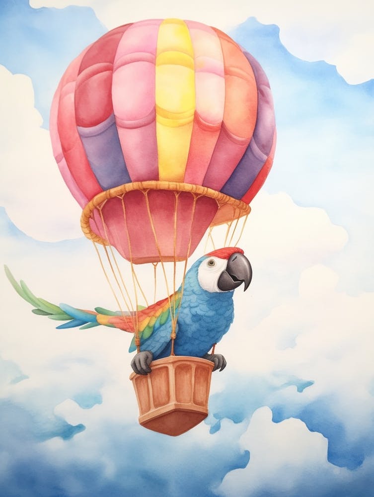 Baby Macaw In A Hot Air Balloon