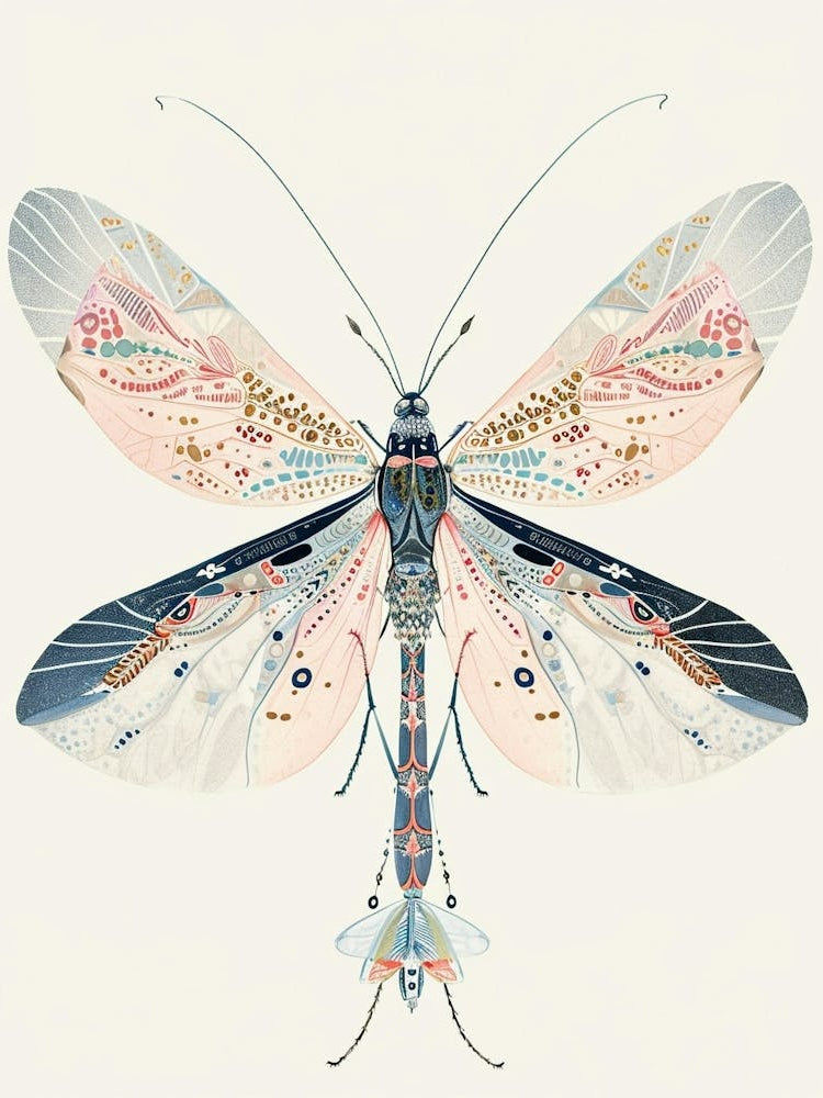 Colourful Insect Illustration Lacewing 16